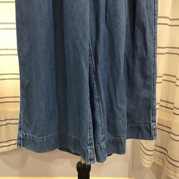 American Eagle Women Size SM Wide Leg Chambray Cropped Pants Ankle Cotton Denim - Picture 5 of 11